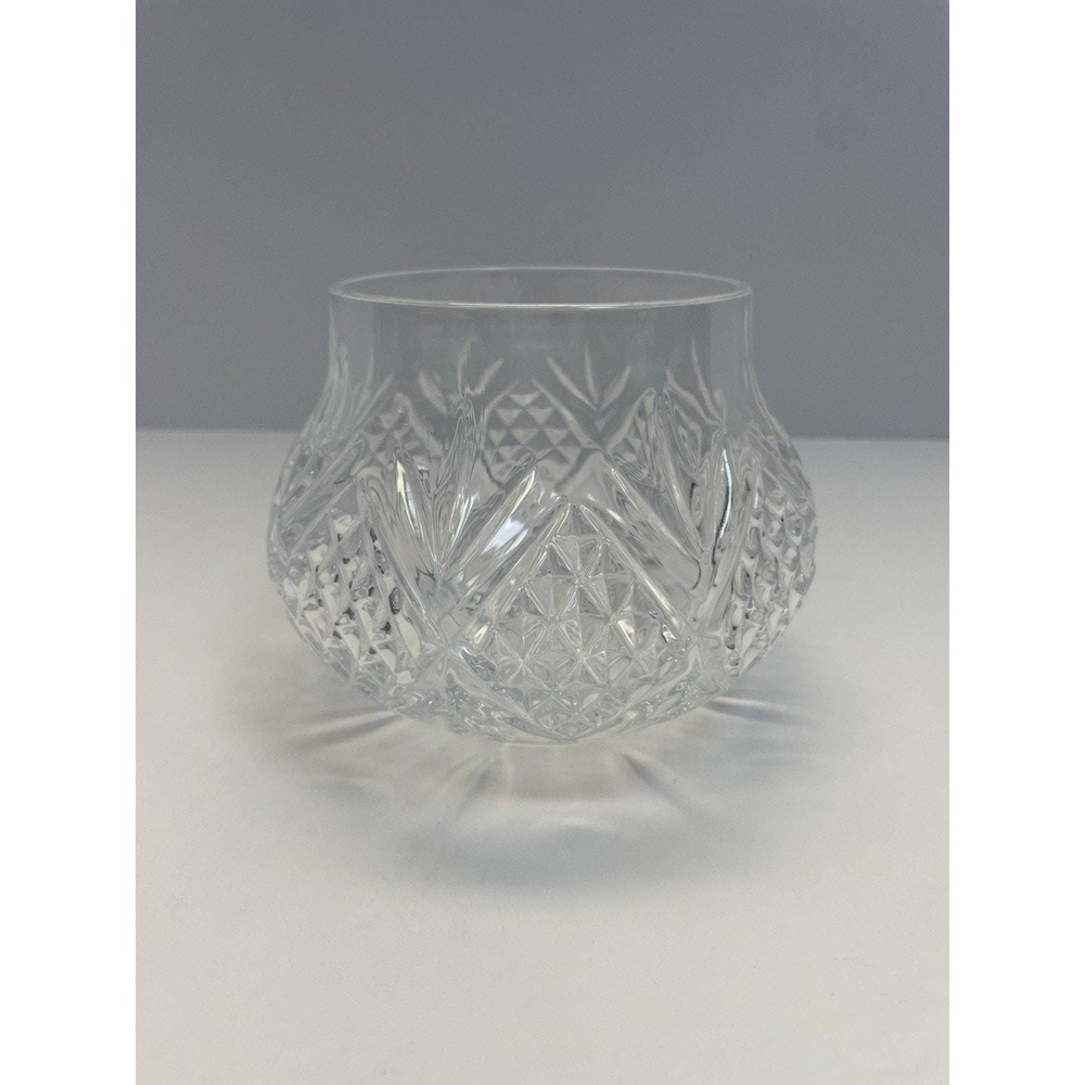 Vintage Diamond Cut Crystal Rose Bowl Or Ball Vase Centerpiece